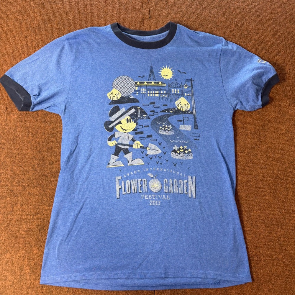 Disney‎ Parks Epcot Flower and Garden Festival 2017 Mickey Ringer T-Shirt Blue M